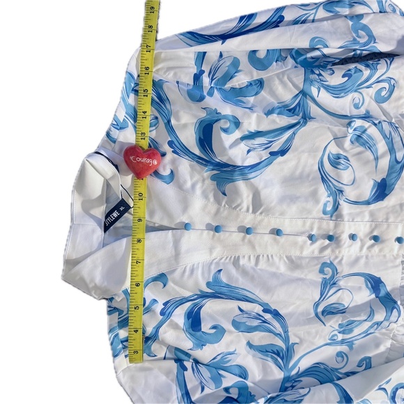 Urban Stand Collar Regular Fit Shirt Dress With Belt Color:Blue Size:XL - Picture 7 of 7